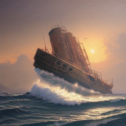 Shipwreck Oil Painting in Golden Age Style