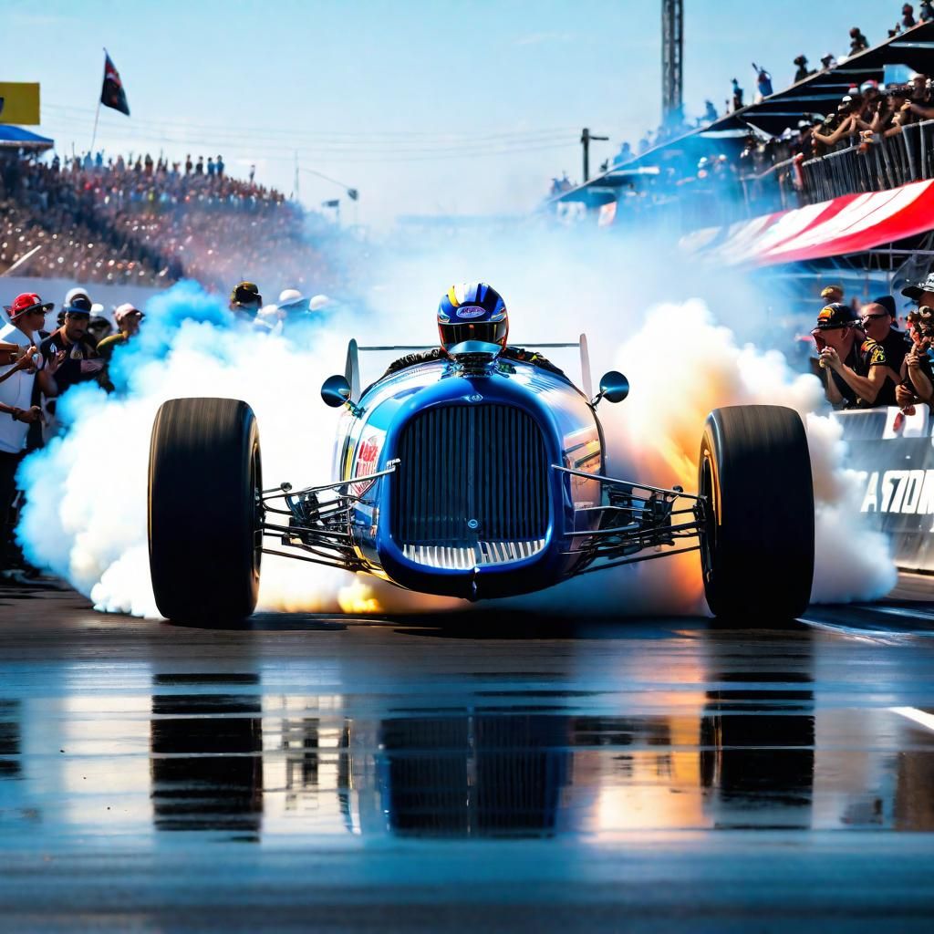 Drag Racer Burnout at Starting Line