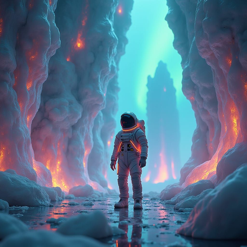 Astronaut in a Trippy Universe of Color