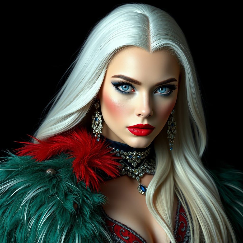 Couture Diva Villainess Portrait in Dramatic Lighting