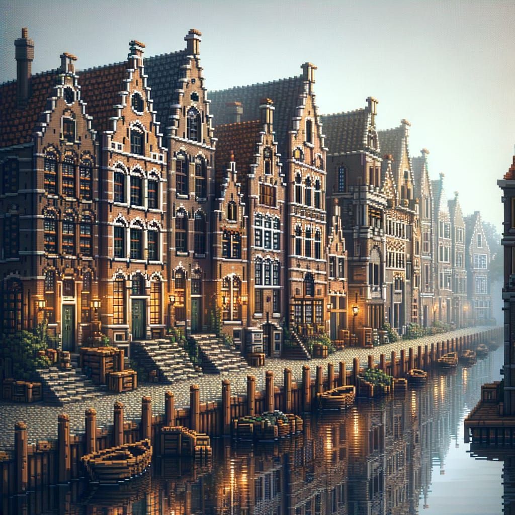 HD-2D Pixel Art of Dutch Medieval Slum District