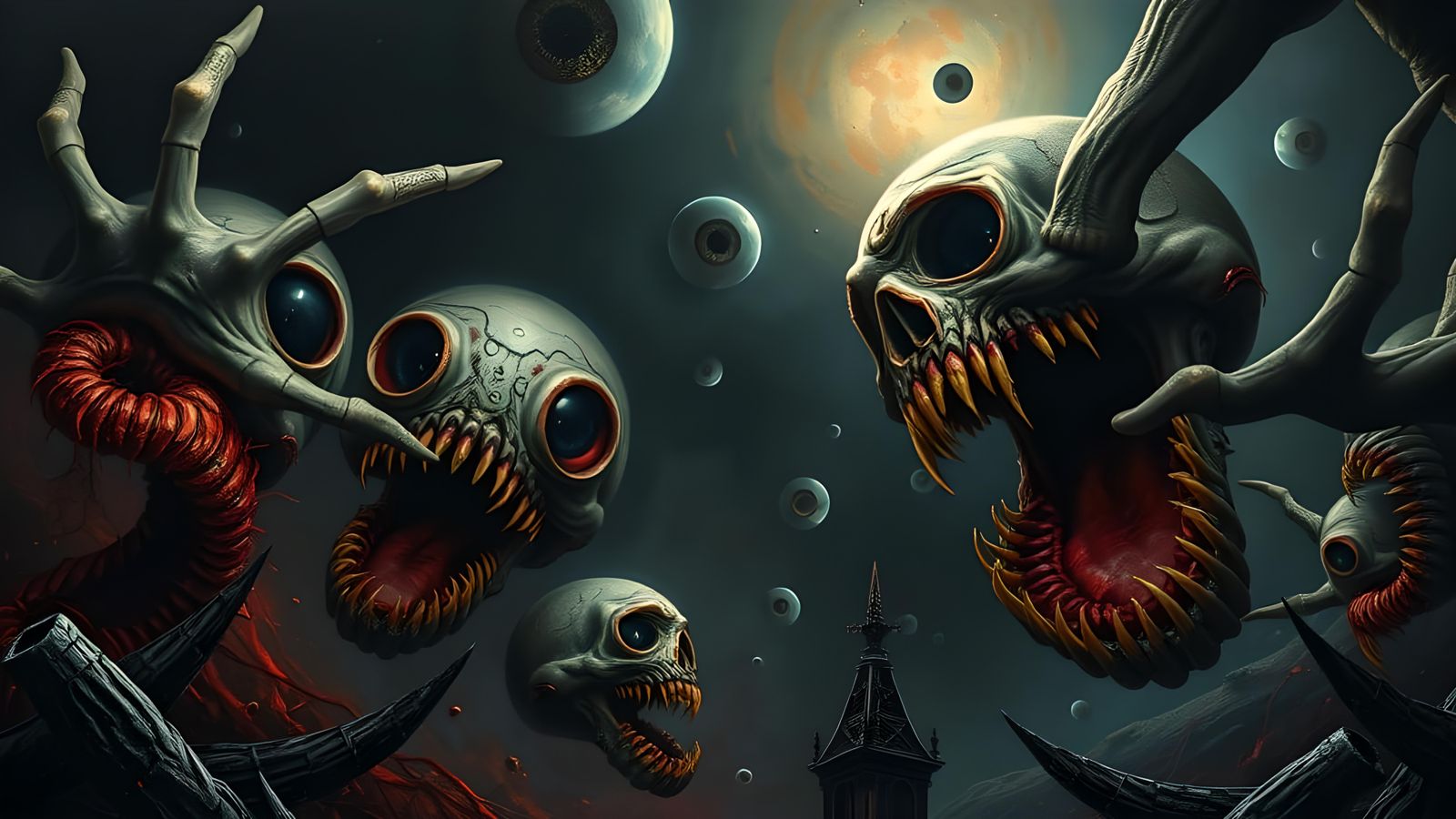 Hellish Nightmare Mural in Oil Painting Style