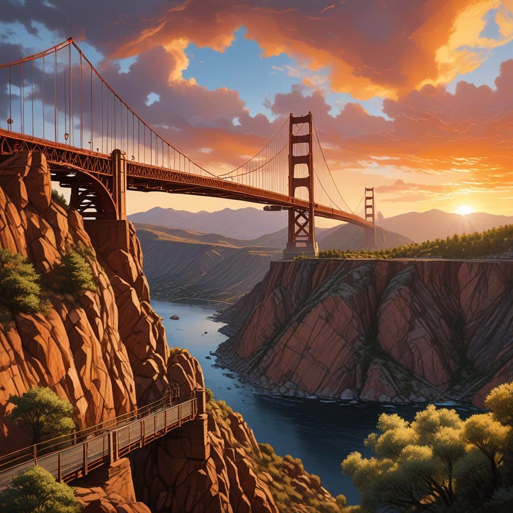 Majestic Golden Gate Bridge in Royal Gorge, Colorado