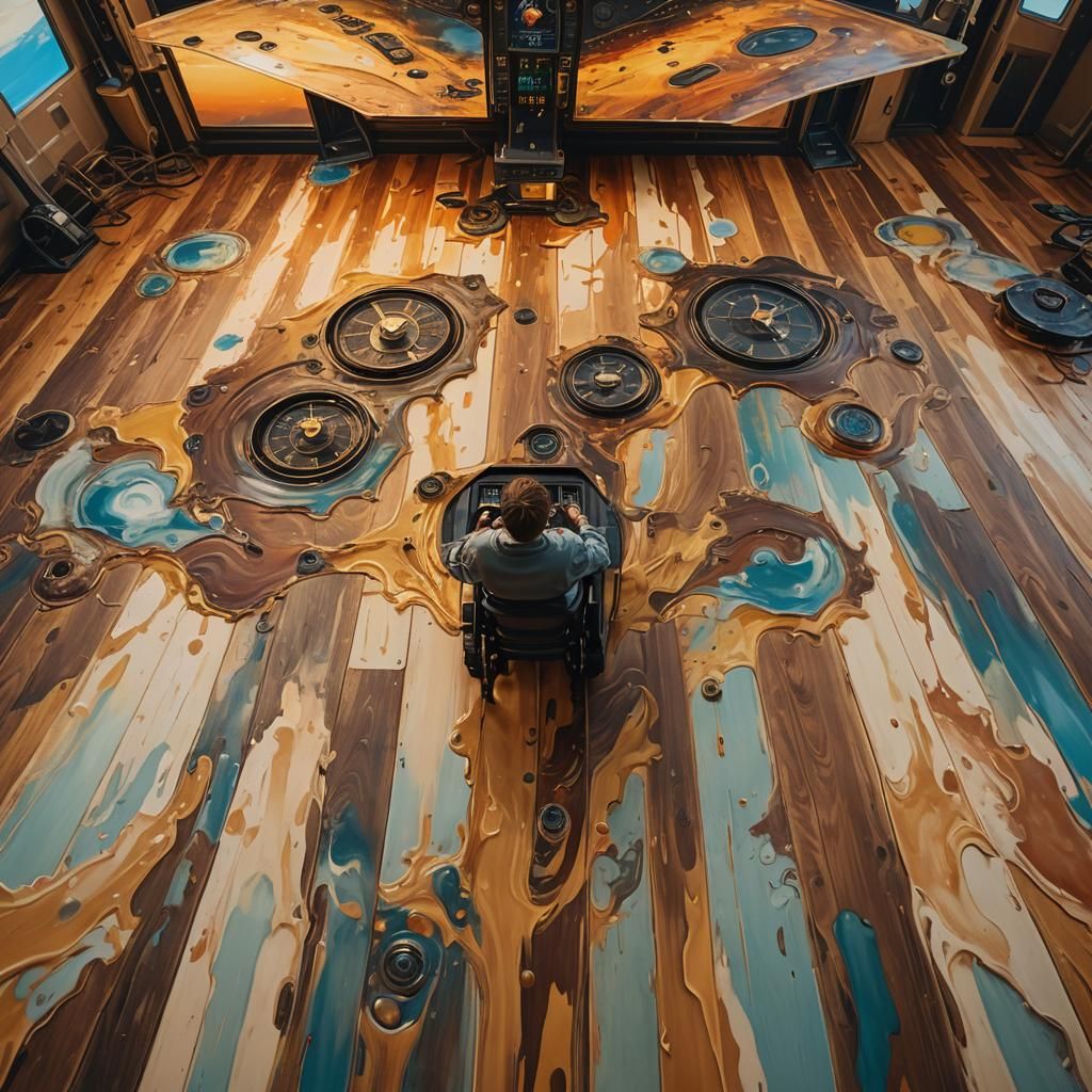 Surreal Flight Simulator in Oil Paint