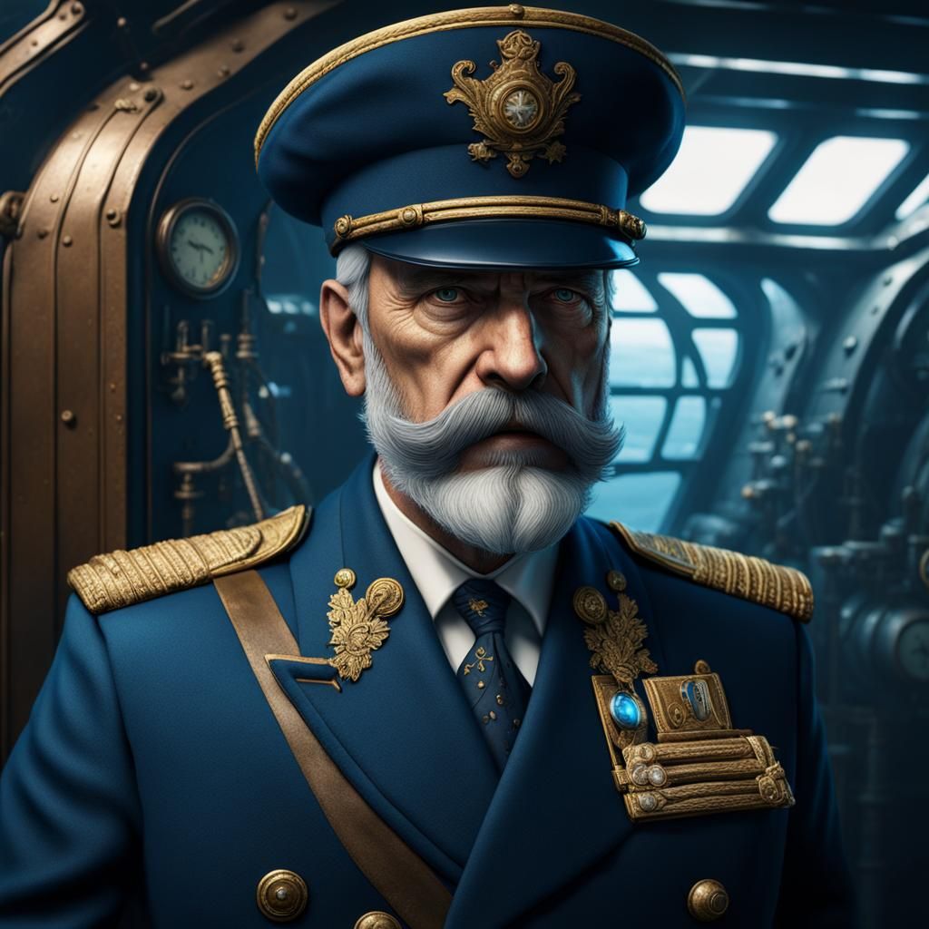 Captain Nemo in Submarine: Detailed Matte Painting