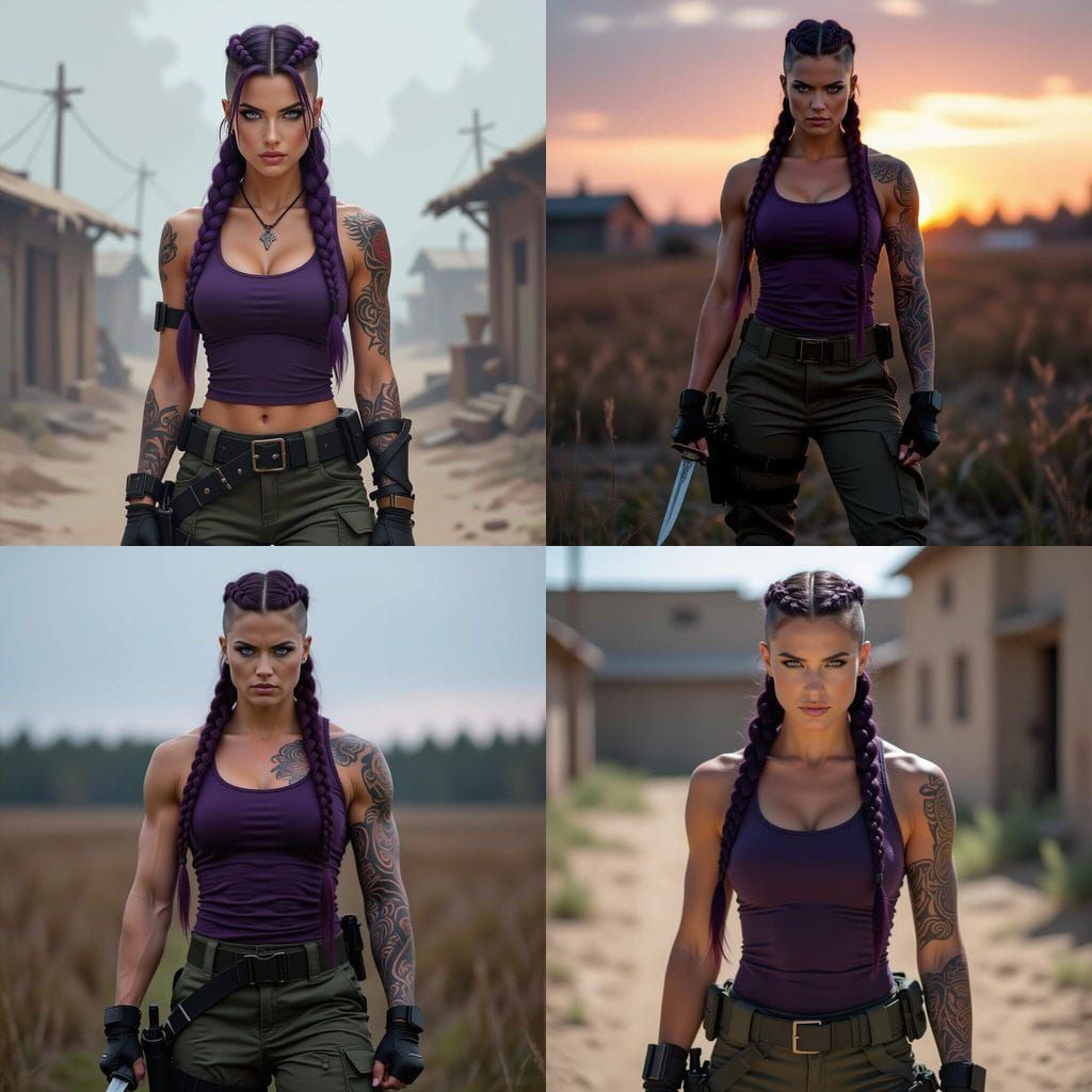 Fierce Viking Warrior Woman in Military Field