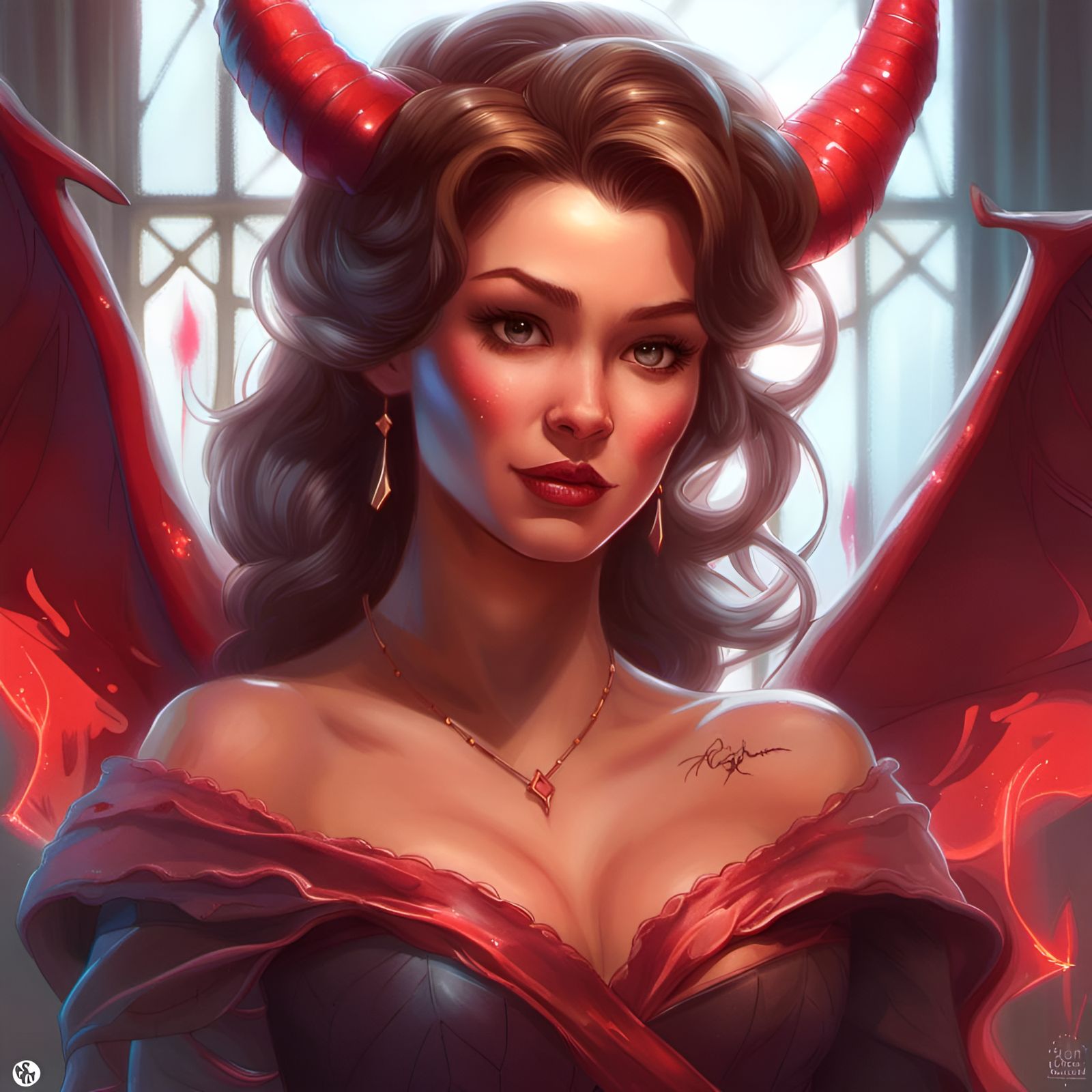 Princess Belle as a Devil: Digital Art Portrait