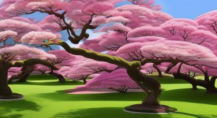 Cherry Blossom Fractal Tree with Electric Sphere