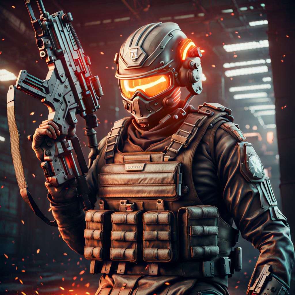 Armored Juggernaut Escape in Neon and Fire