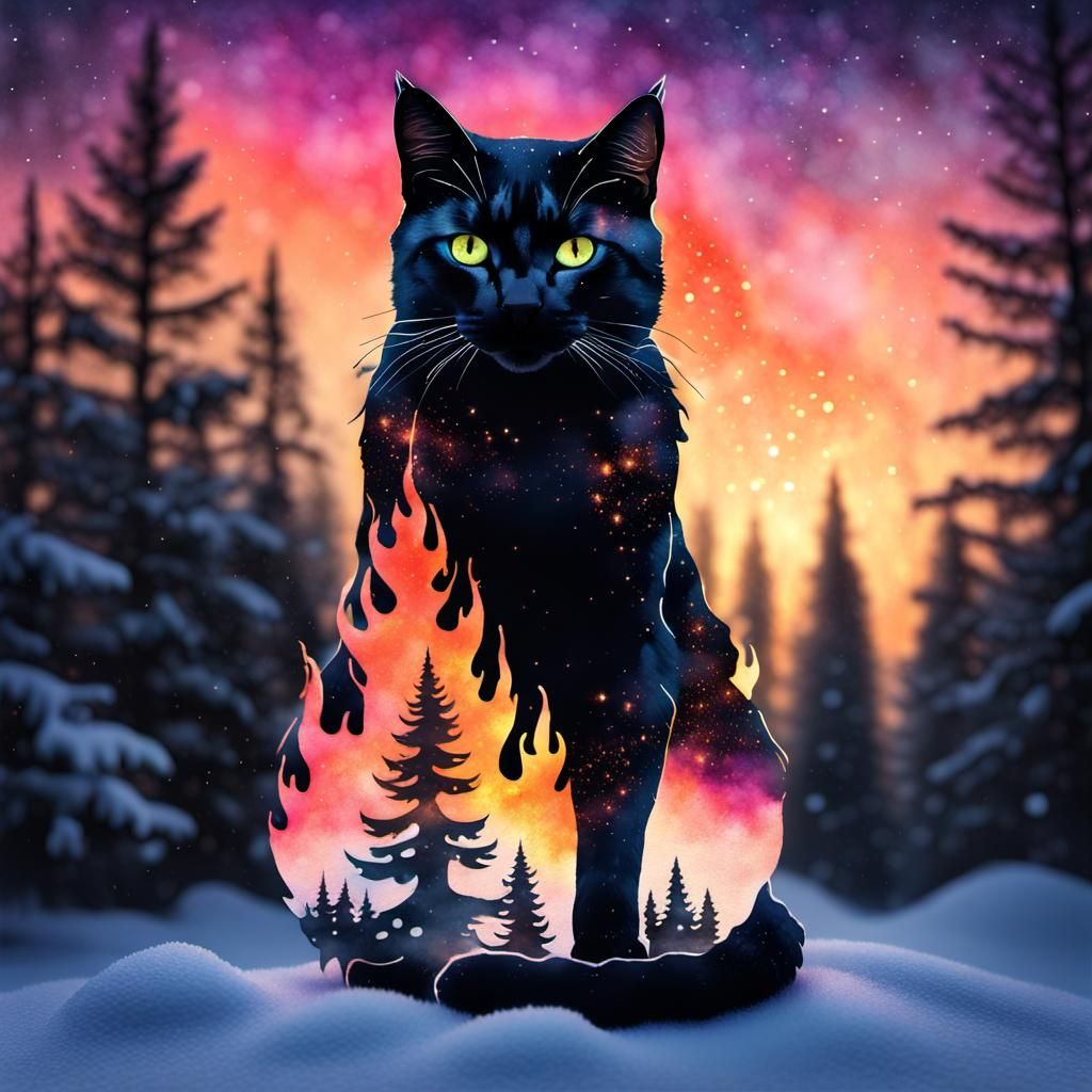 double exposure of cat