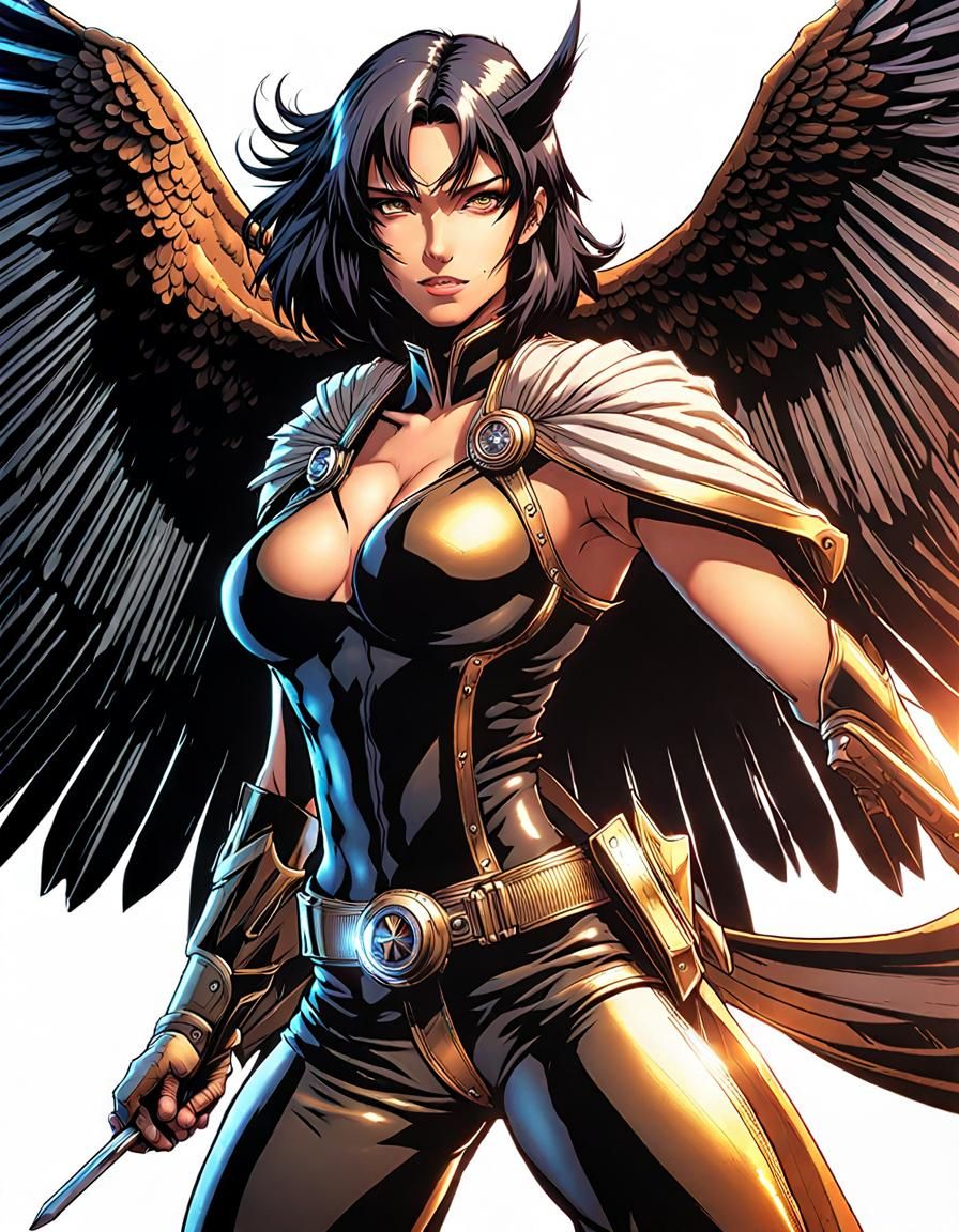 Pretty human eagle hybrid superhero woman
