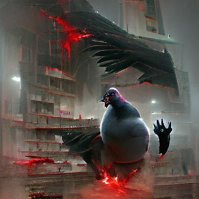 Sinister Mega Pigeon, Dark Fantasy Art