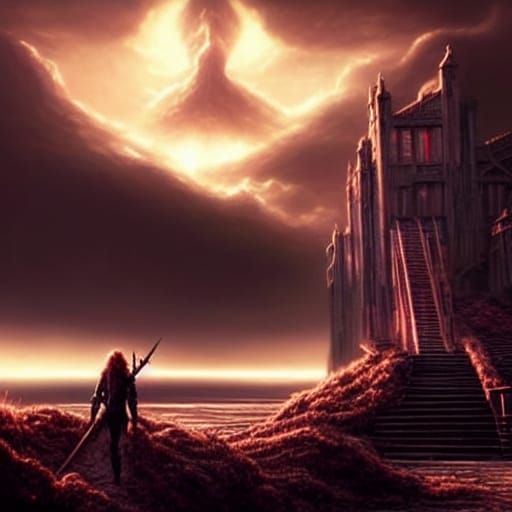 Dark Fantasy Masterpiece in Purple and Yellow