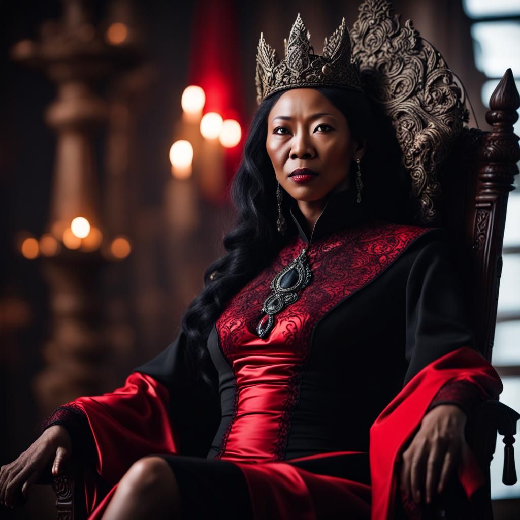 Ebony Dark Witch Queen on Throne