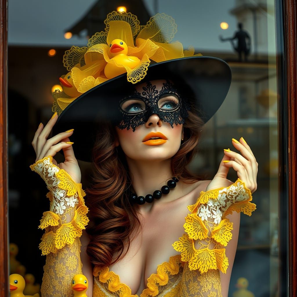 Glamorous Redhead in Murano Glassmaker's Smoky Window