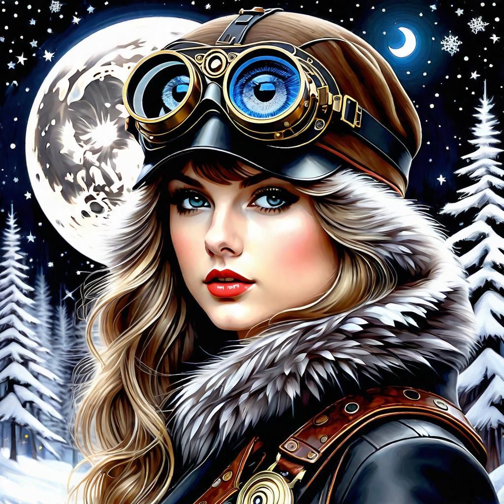 Taylor Swift in Steampunk Winter, Klimt Style