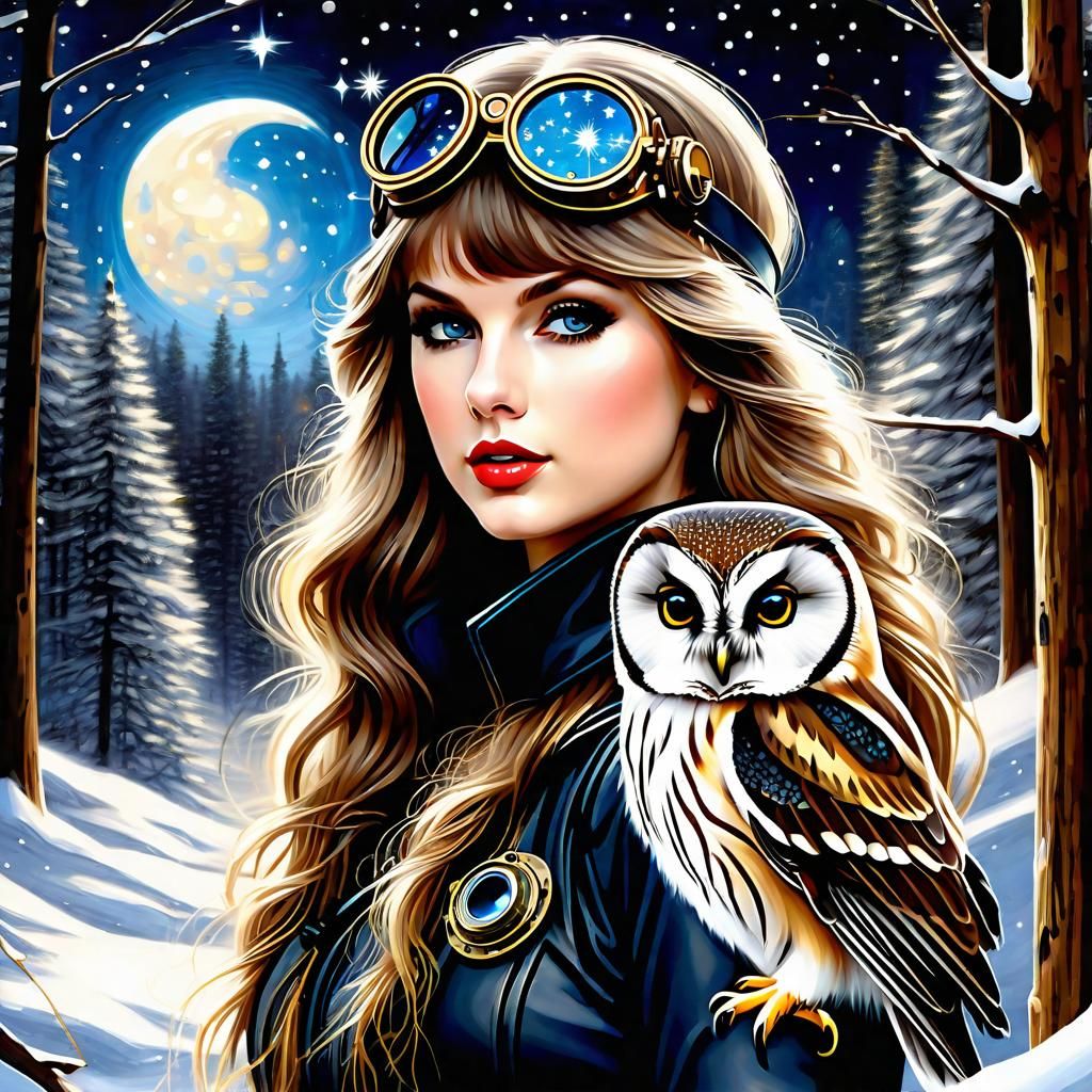Taylor Swift in Steampunk Winter, Klimt Style