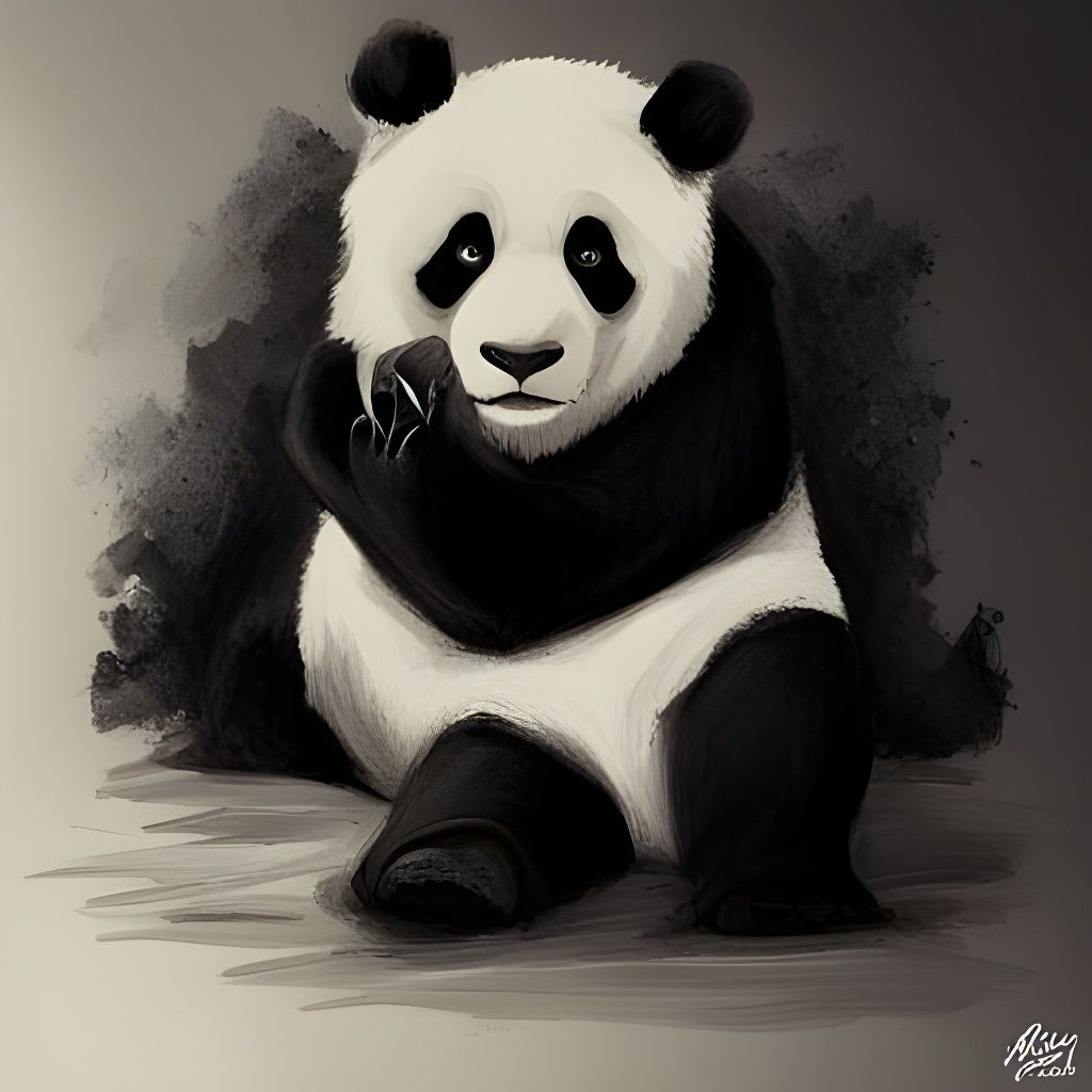 Realistic Black and White Panda in Anime Style