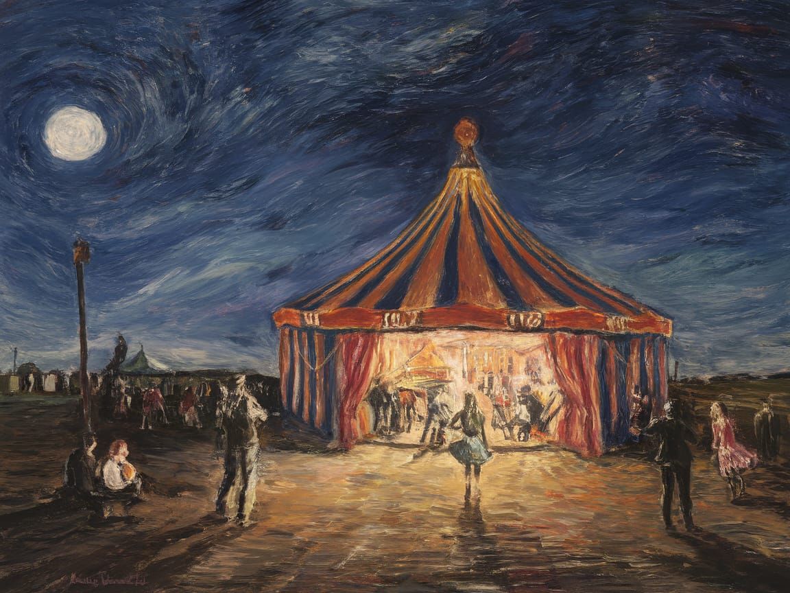 Ethereal Circus Nightscape in Dark Romantic Style