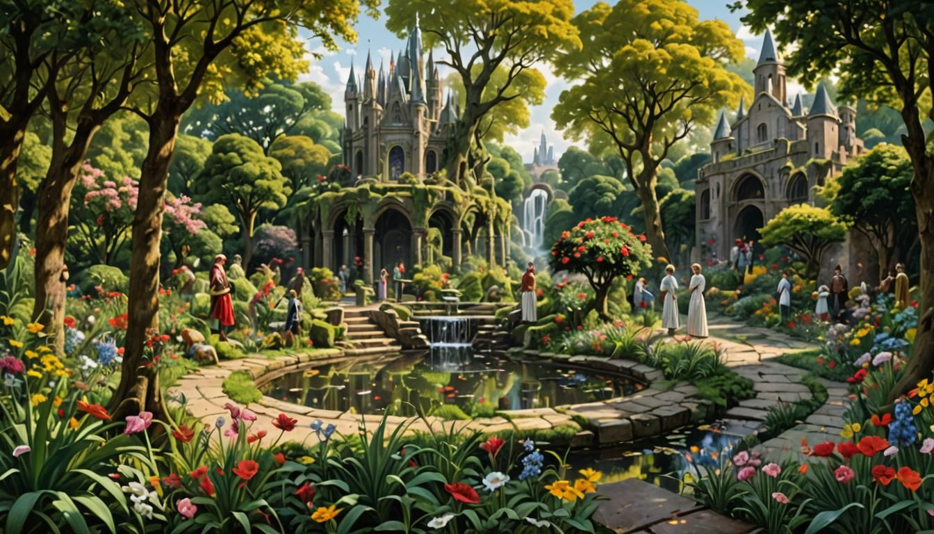 Garden of Eden in Graffiti and Oil Painting Style