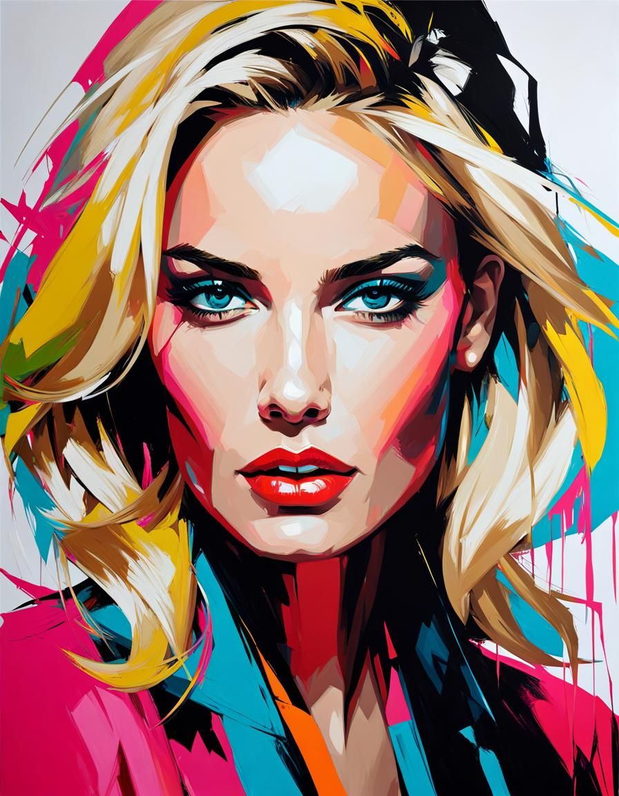 Colorful Portrait of a Blonde Celebrity