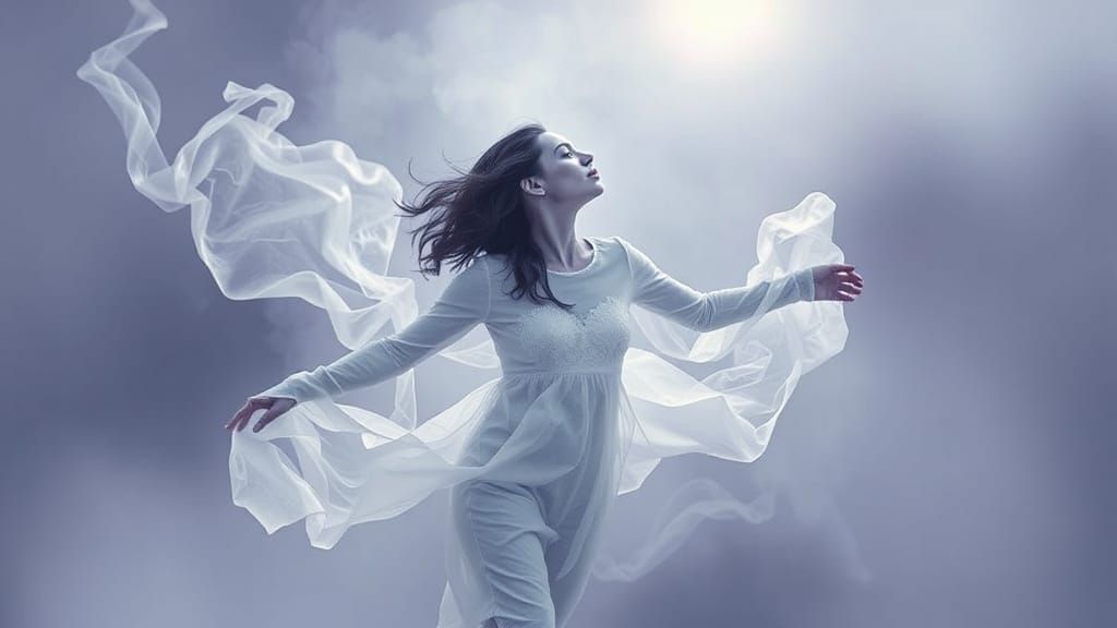 Ethereal Smokey Woman Drifting in the Nether Realm