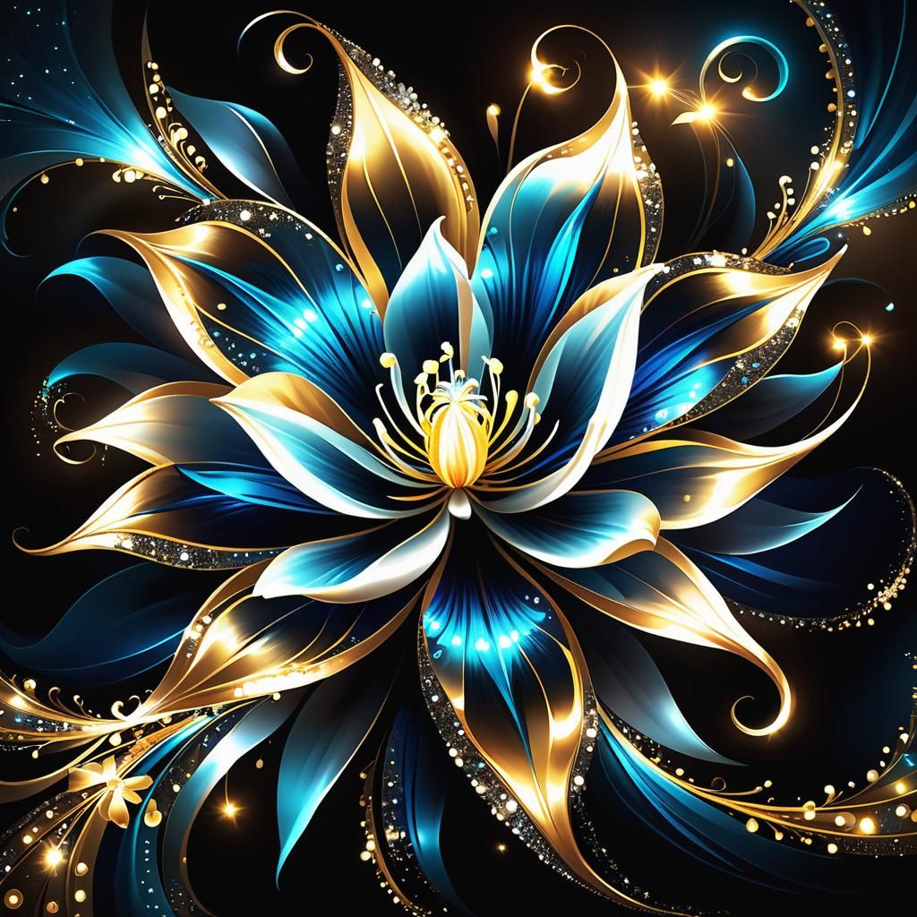 Exotic Fractal Night Flower with Luminous Elegance