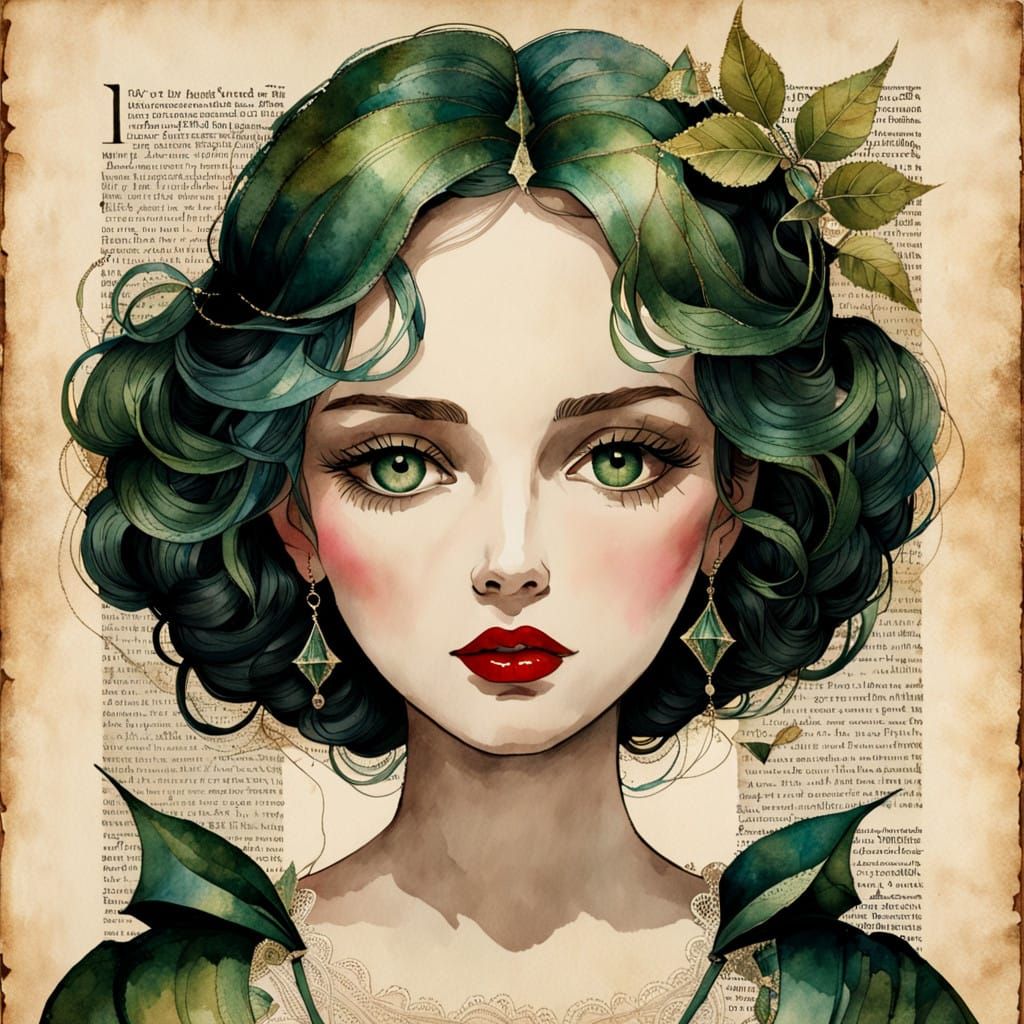 Whimsical Lady Blending with Atomic Clock in Dreamlike Water...