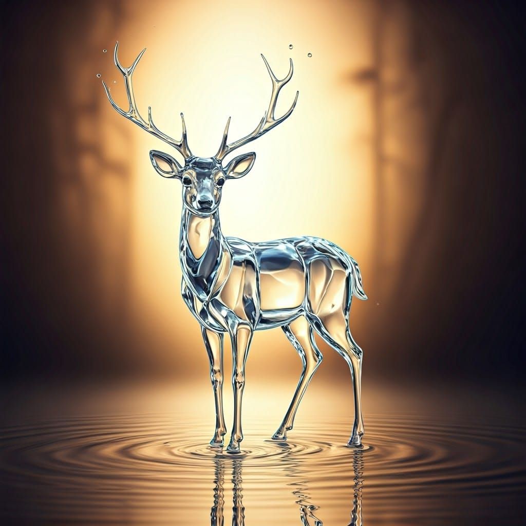 Crystalline Deer Silhouette in Dreamy Forest