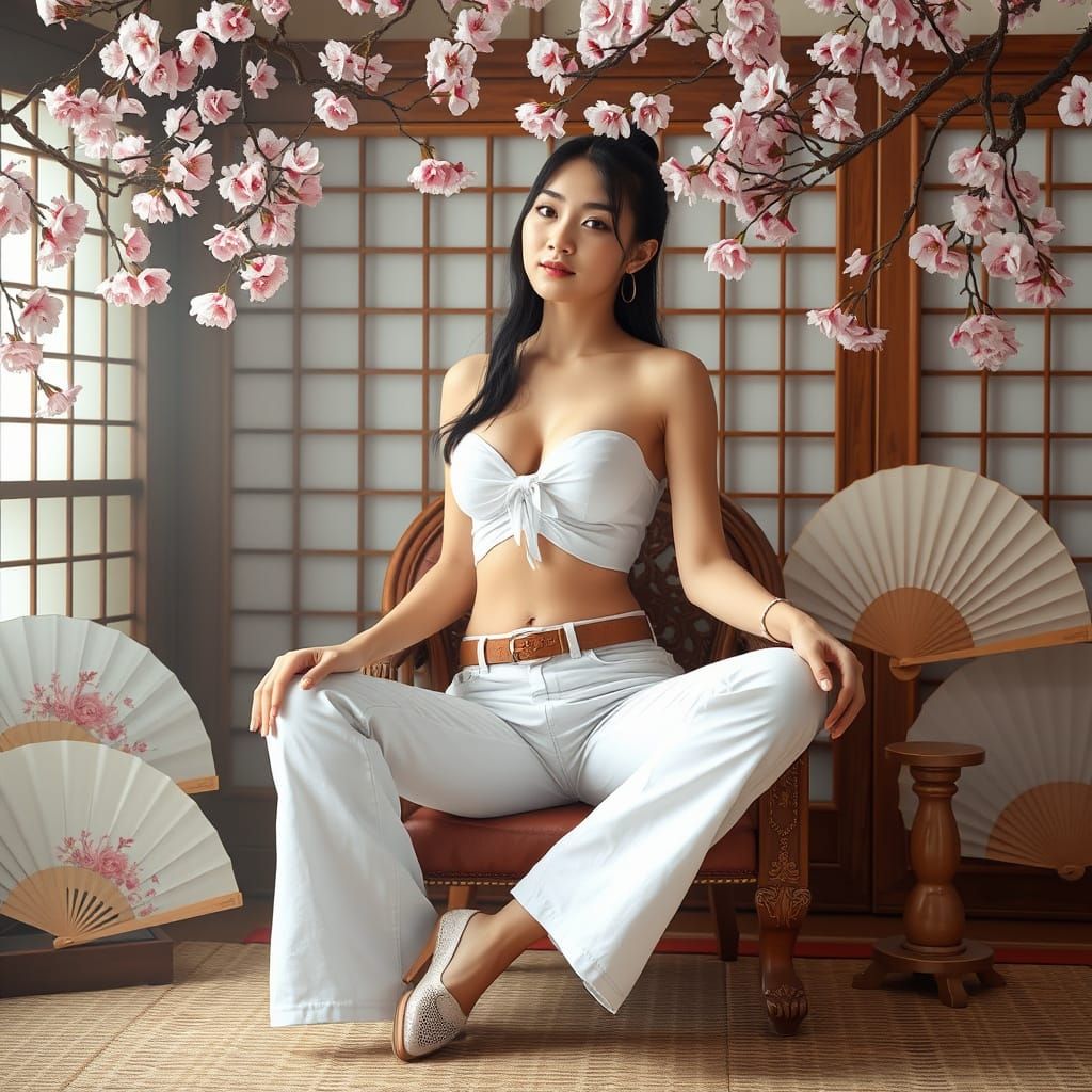 Photorealistic Japanese Woman in Ornate Setting