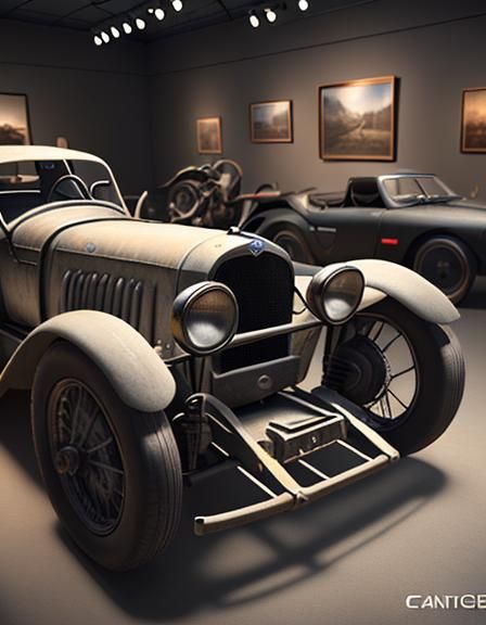 Vintage Racing Car Portrait in Museum, Unreal Engine