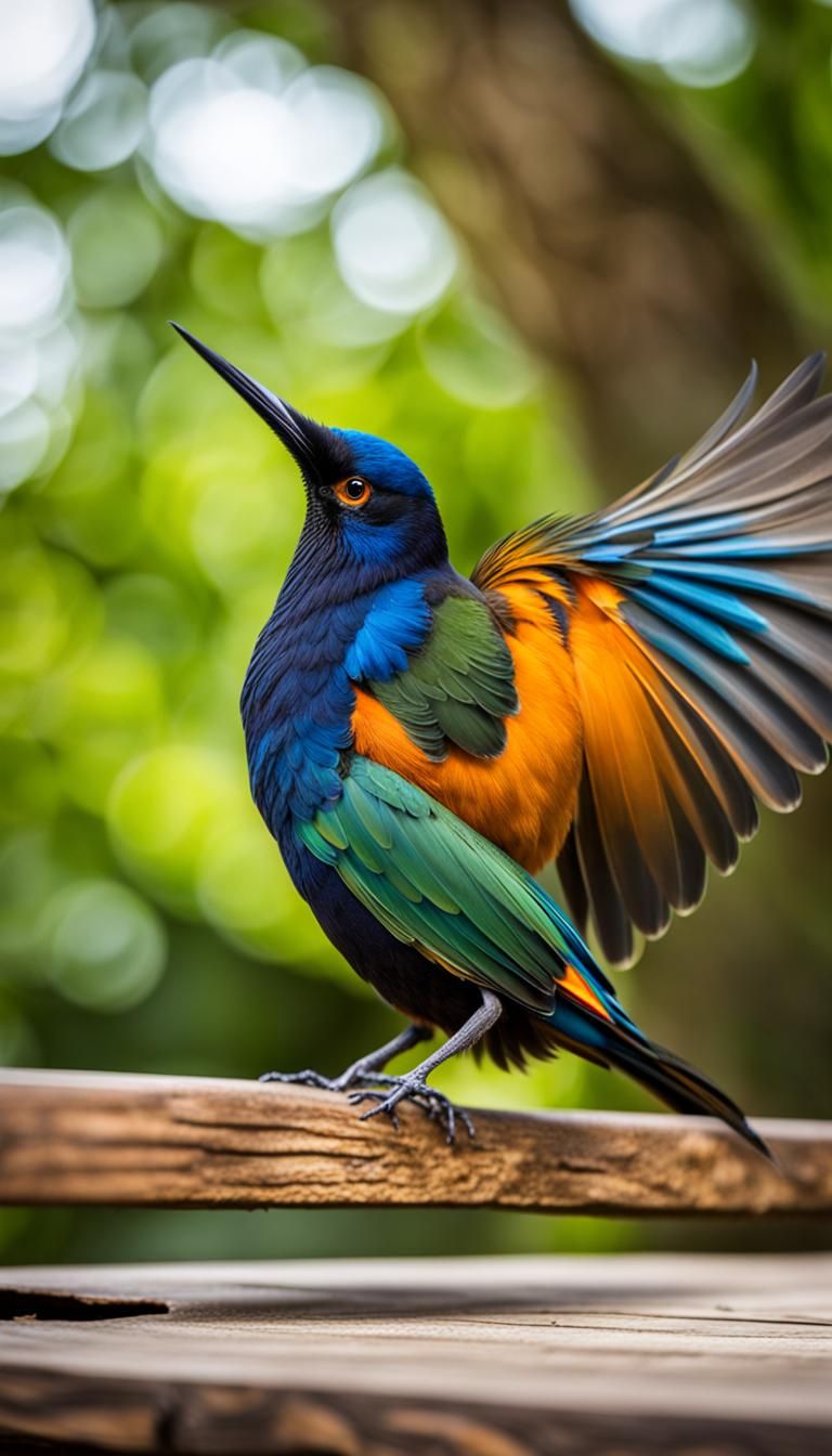 Graceful Bird on Wooden Table