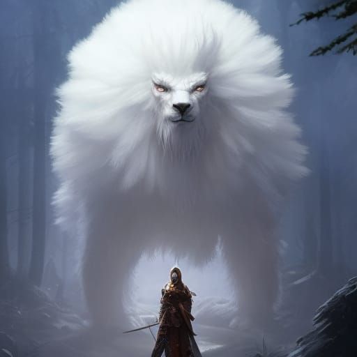 Bipedal White Tree Creature in D&D Style