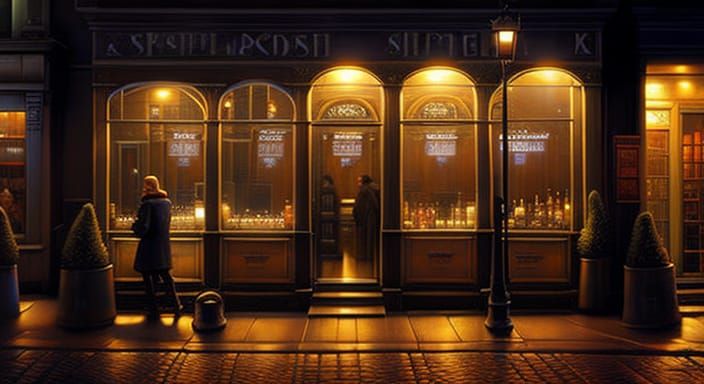 Night Coffee Shop in Digital Splash Art Style