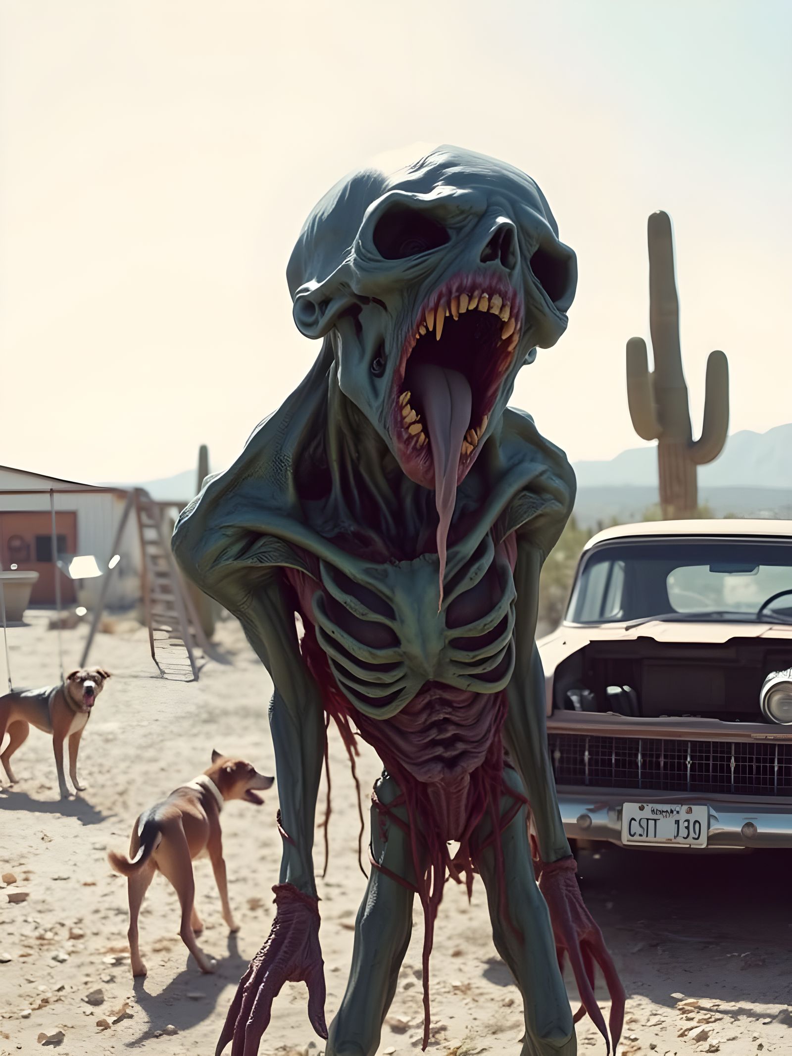 Screaming Zombie Portrait in Desert Playground