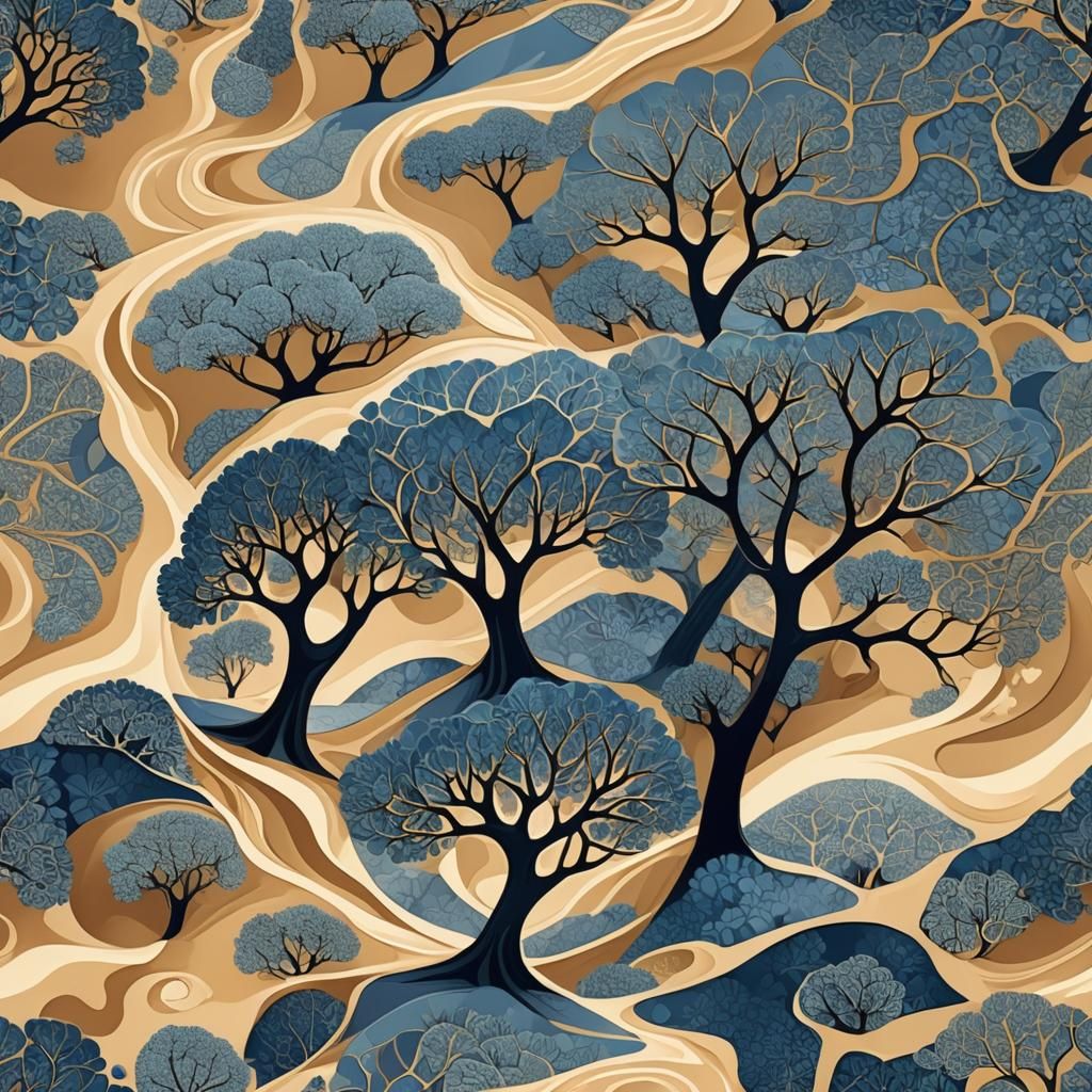 Abstract Fractal Landscape with Shifting Sand