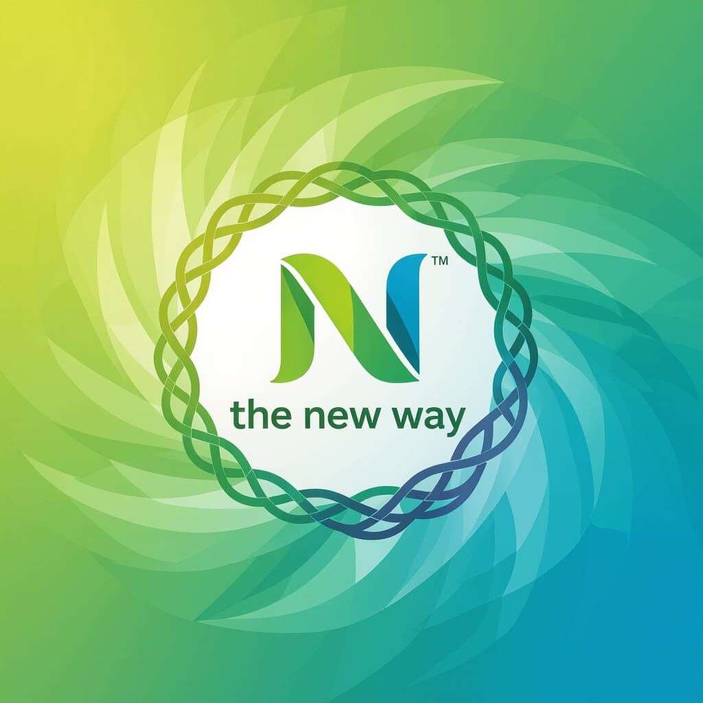 Green and Blue Helix Circle Sustainability Logo