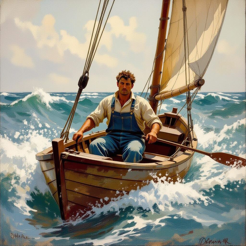 Turbulent Seas: A Winslow Homer Inspired Oil Painting