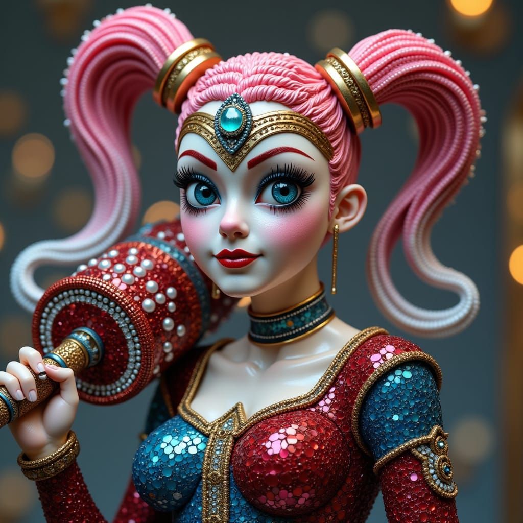 Wonder Woman as Elaborate Glass Bead Sculpture