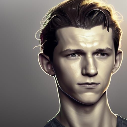 Tom Holland Portrait by Rutkowski, Artgerm, and Mucha
