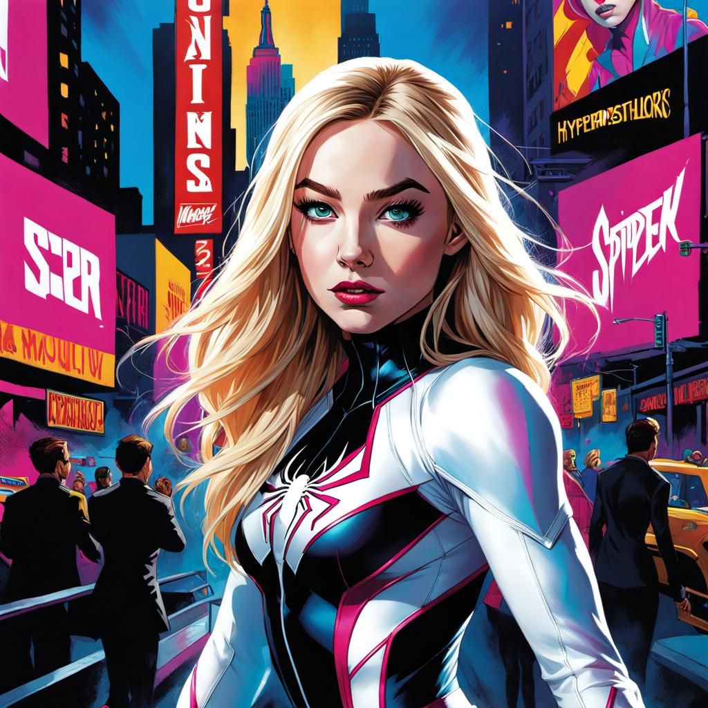 Sabrina Carpenter as Spider-Gwen in Comic Art