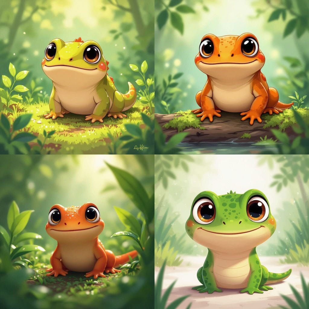 Cute Cartoon Style Newt Character