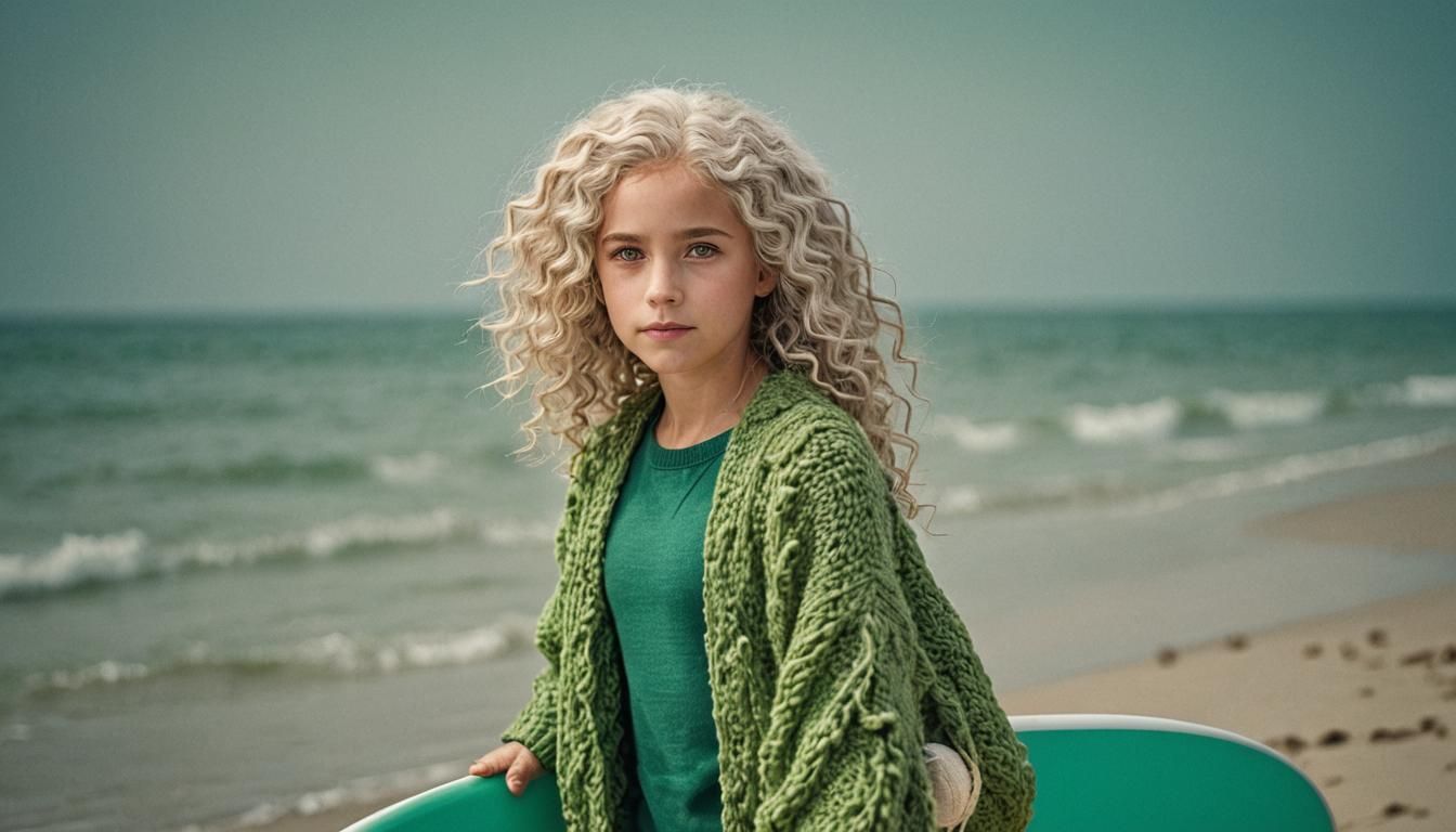 Girl with Knitted Paddleboard: Studio Photography