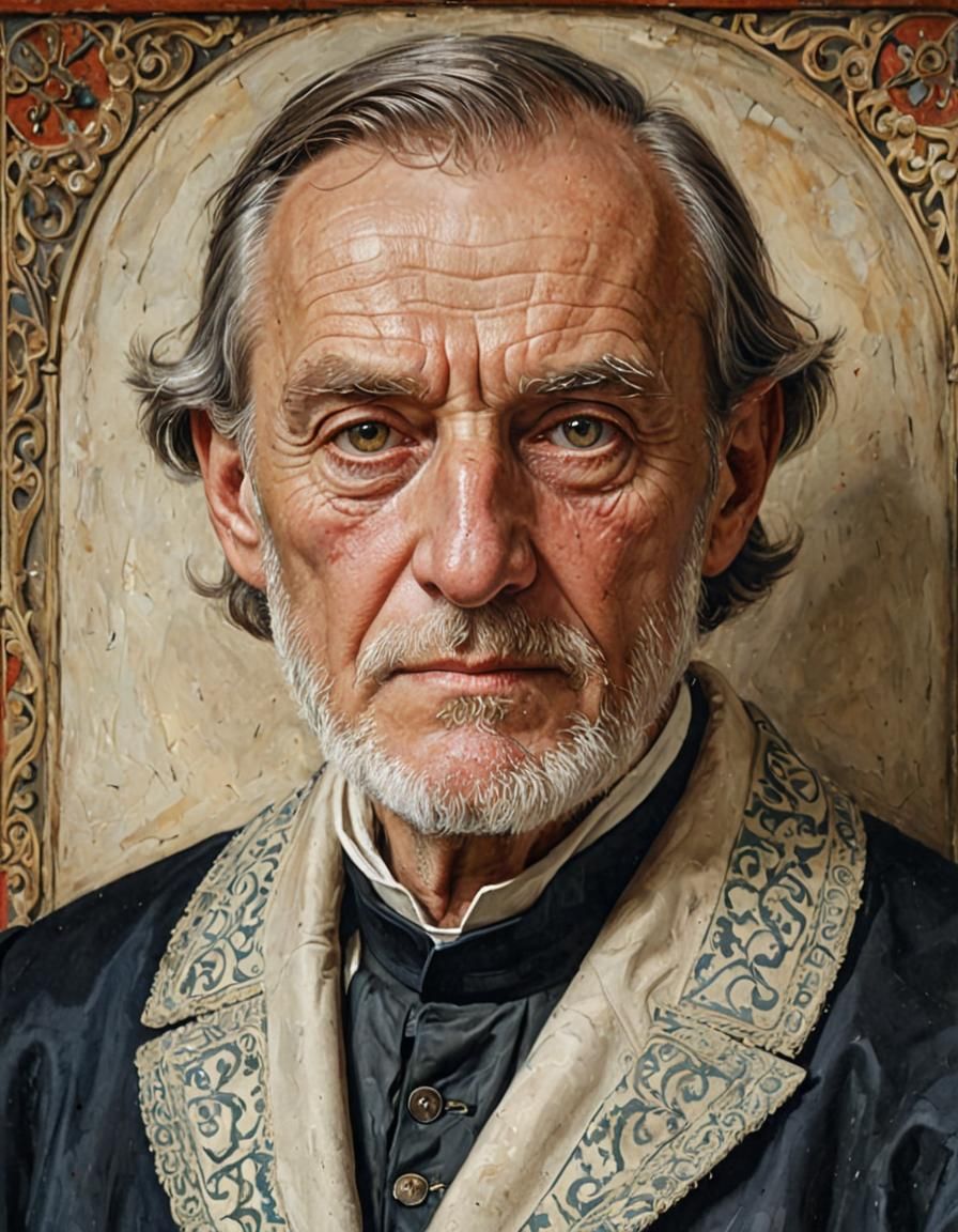 Refined 12th Century Gentleman Portrait in Bauhaus Style