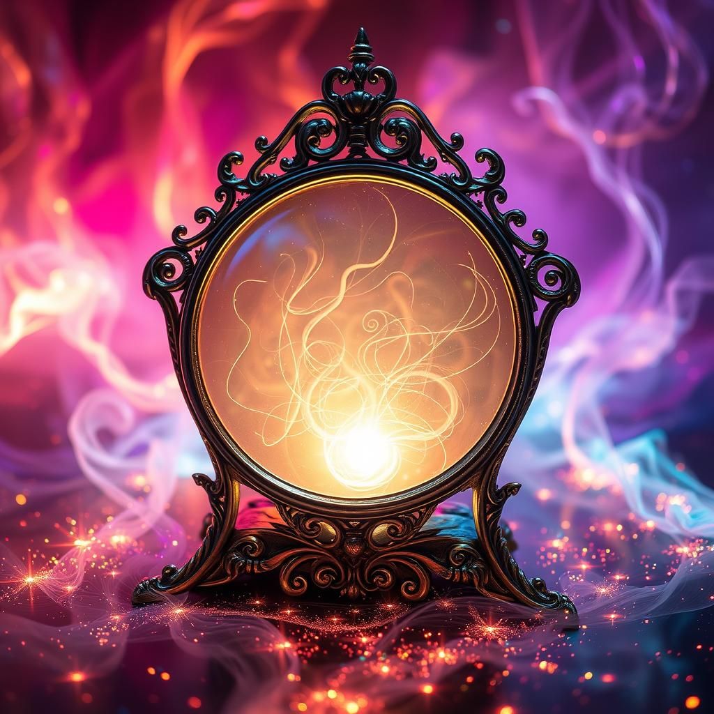 Ornate Scrying Glass Radiating Ethereal Glow