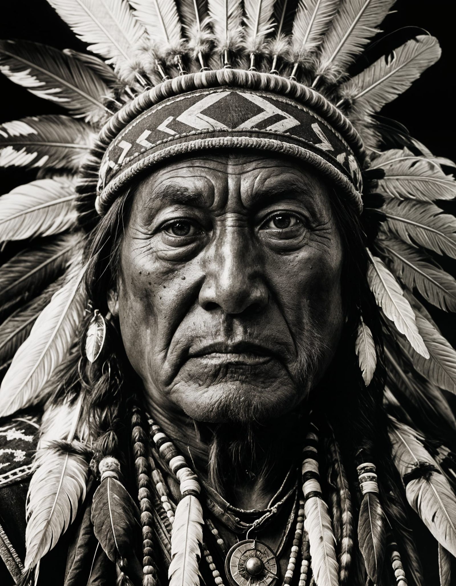 Sitting Bull Portrait in Hiroshi Sugimoto Style