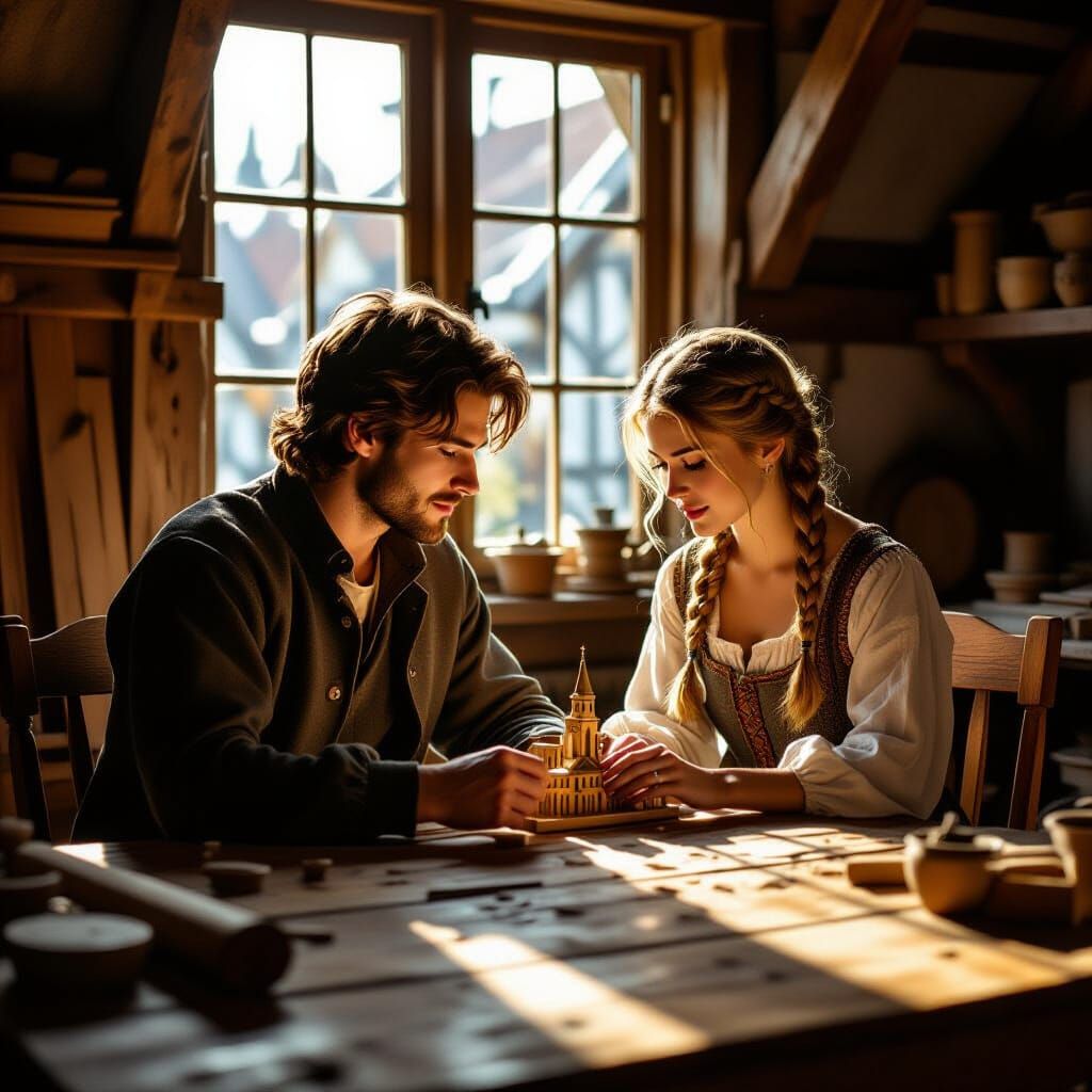 Romantic Medieval Workshop Scene in Classical Style