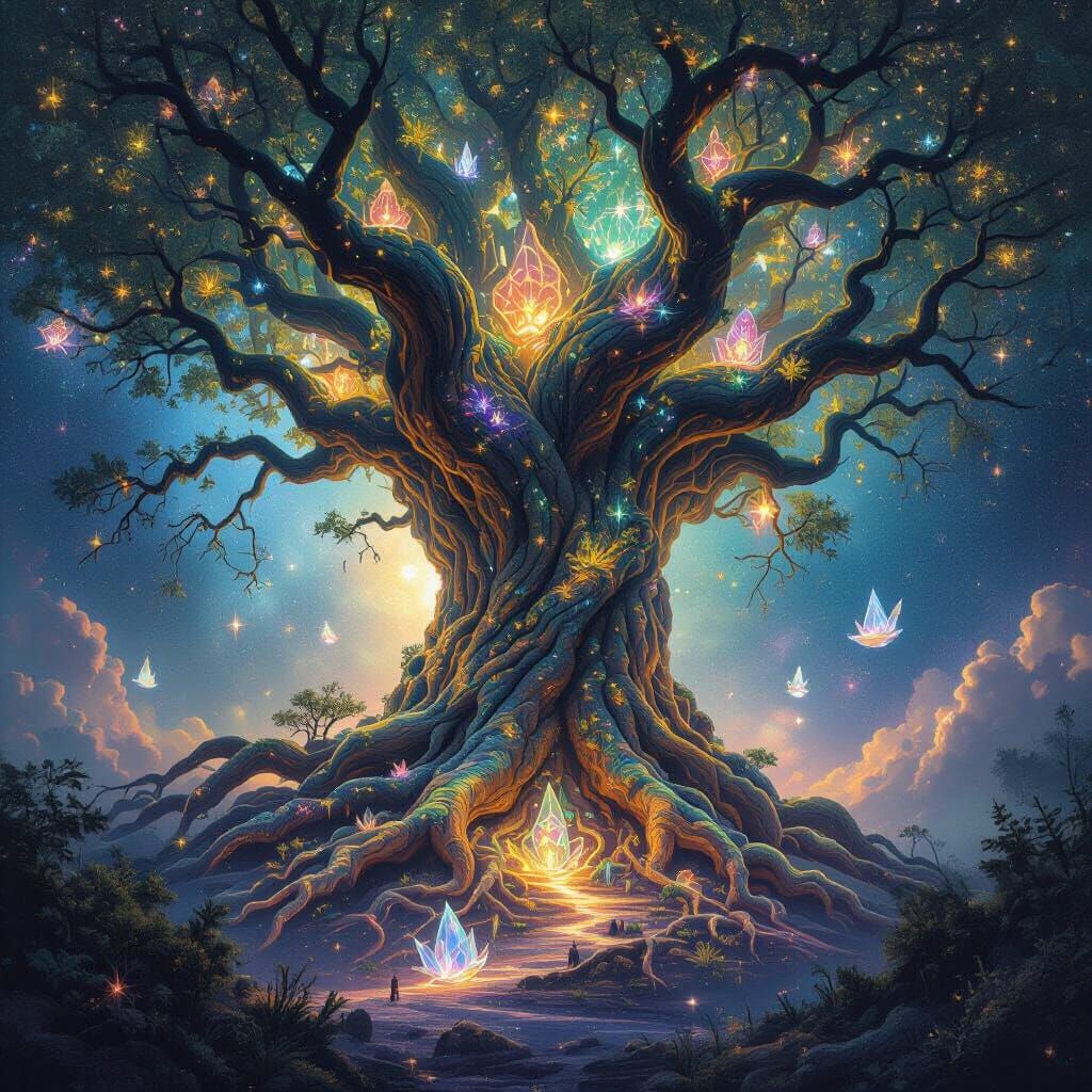 Cosmic Tree of Galaxies: Hyperrealistic Dreamscape