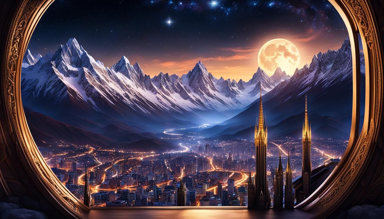 Ethereal City of Starlight in Fantasy Landscape