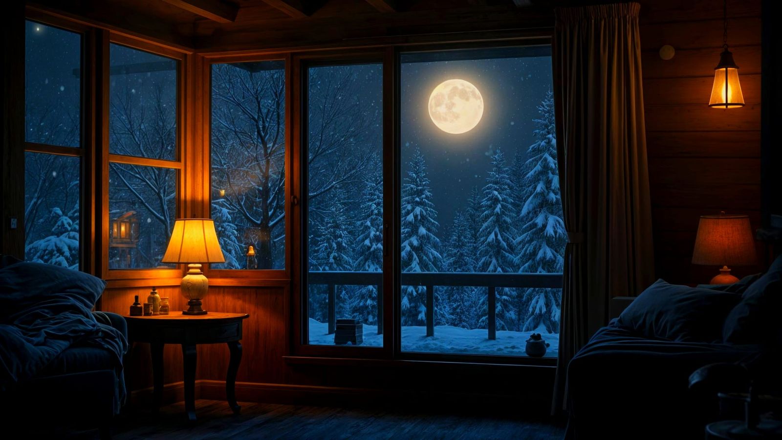 Cozy Winter Night Scene in 3D Anime Style